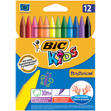 Lápis de Cera BIC Kids Plastidecor 12 Cores   - ONBIT